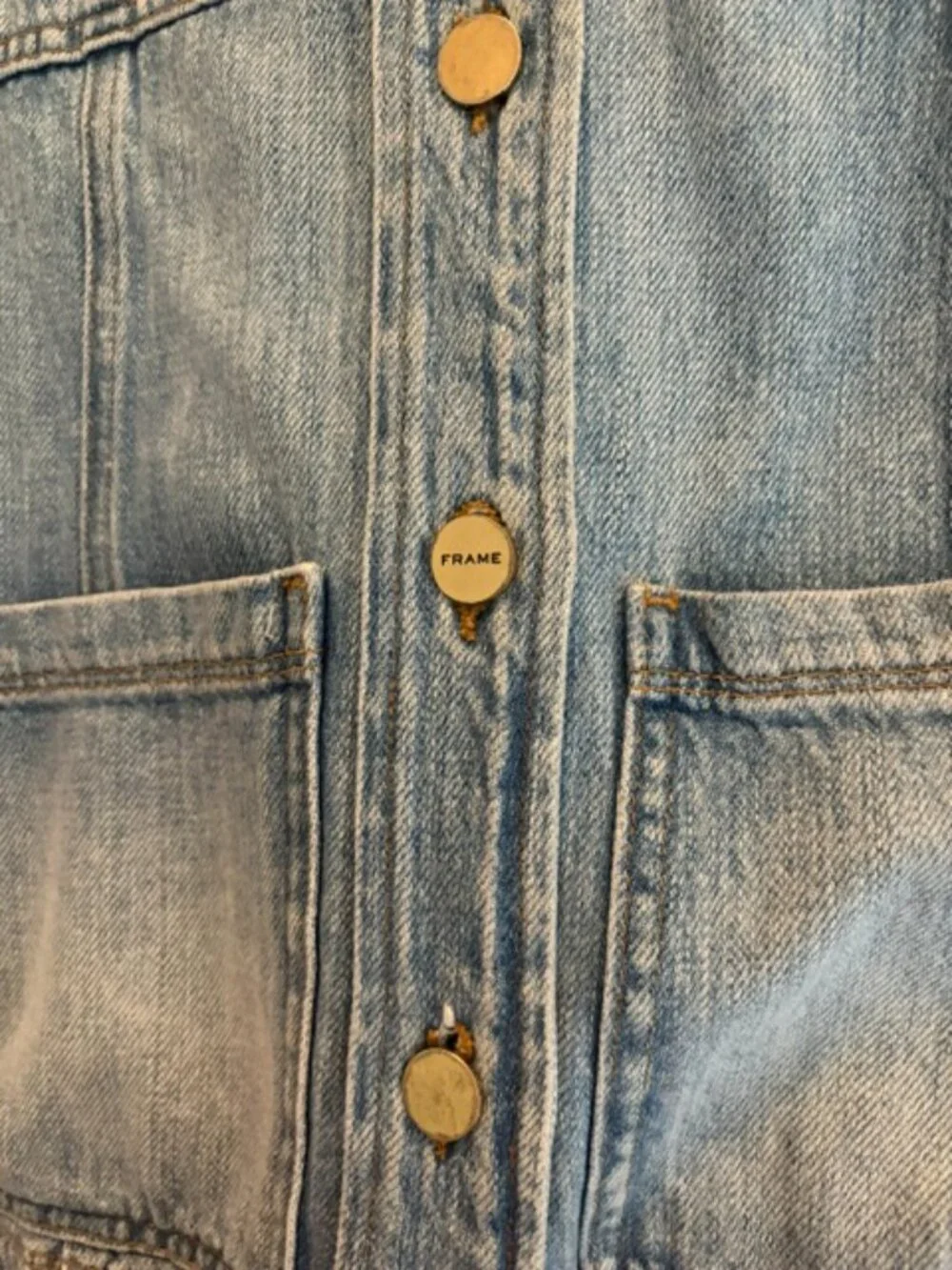 Frame Rangley Denim Beltled Jacket Light Wash Size XS 100% Cotton USA Utility